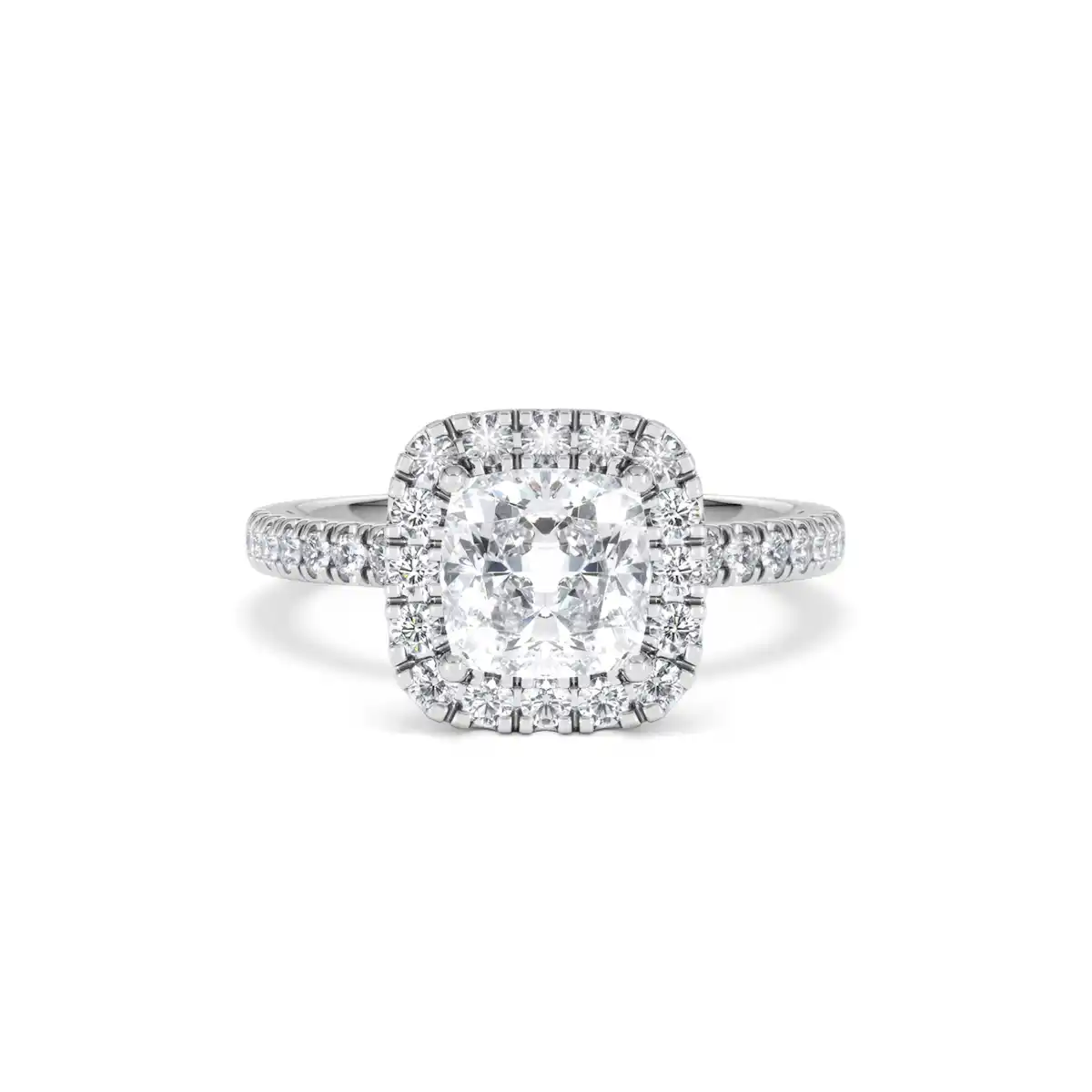 2.05ct Beatrice Lab Diamond Halo Engagement Ring 18K White Gold F/VS1