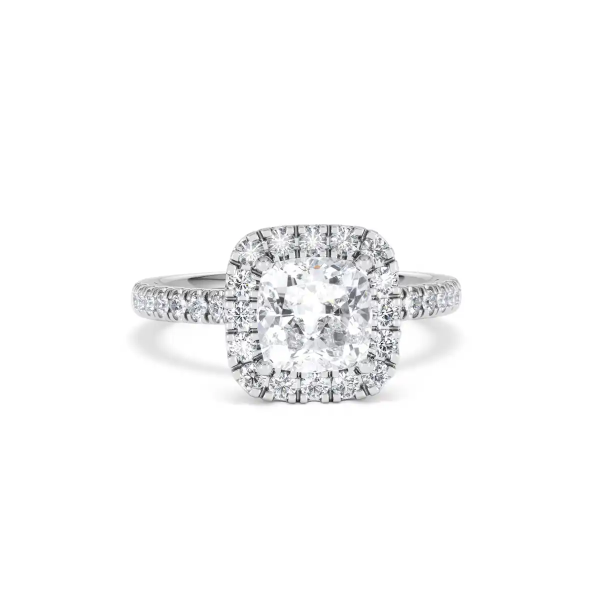 2.05ct Beatrice Lab Diamond Halo Engagement Ring 18K White Gold F/VS1