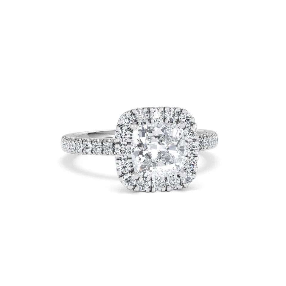 2.05ct Beatrice Lab Diamond Halo Engagement Ring 18K White Gold F/VS1