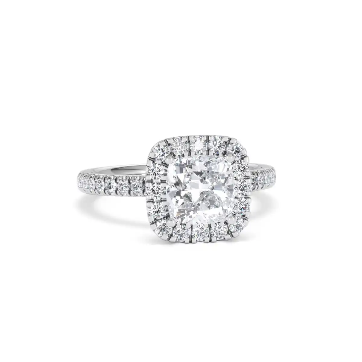 2.05ct Beatrice Lab Diamond Halo Engagement Ring 18K White Gold F/VS1