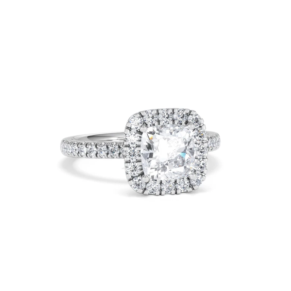 2.05ct Beatrice Lab Diamond Halo Engagement Ring 18K White Gold F/VS1