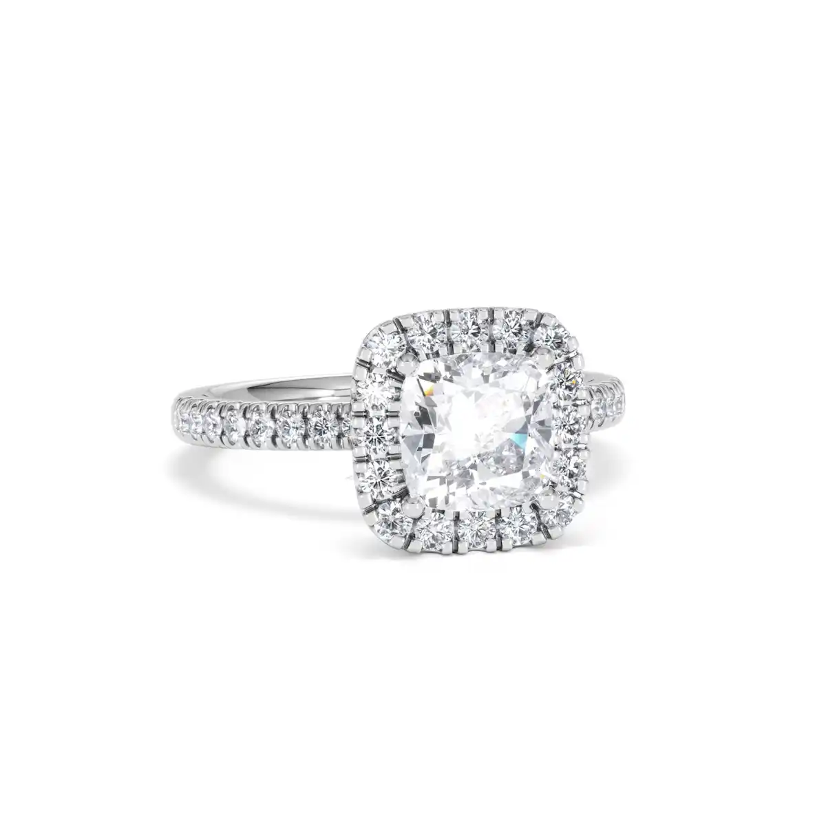 2.05ct Beatrice Lab Diamond Halo Engagement Ring 18K White Gold F/VS1