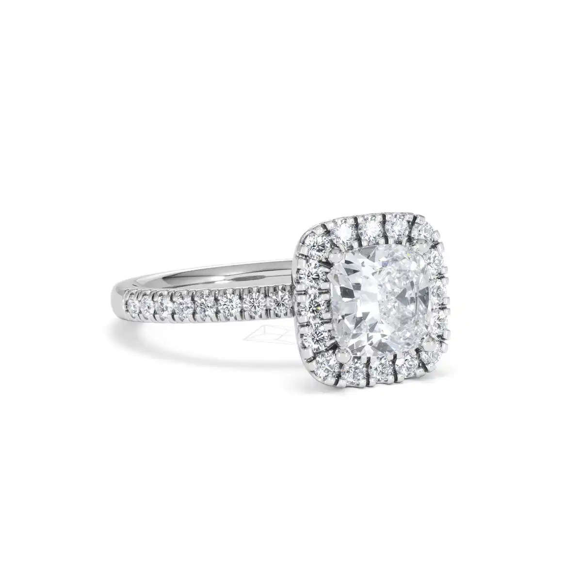 2.05ct Beatrice Lab Diamond Halo Engagement Ring 18K White Gold F/VS1