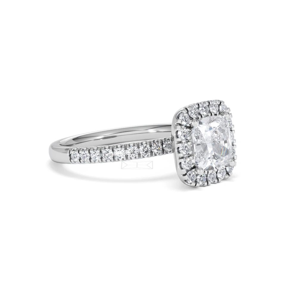 2.05ct Beatrice Lab Diamond Halo Engagement Ring 18K White Gold F/VS1