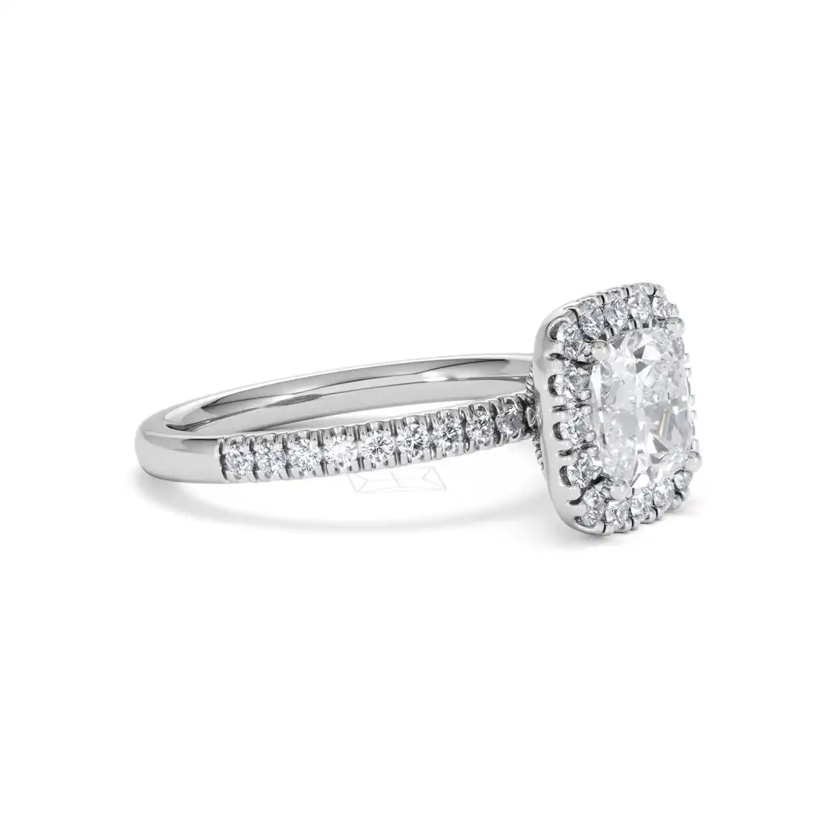 2.05ct Beatrice Lab Diamond Halo Engagement Ring 18K White Gold F/VS1