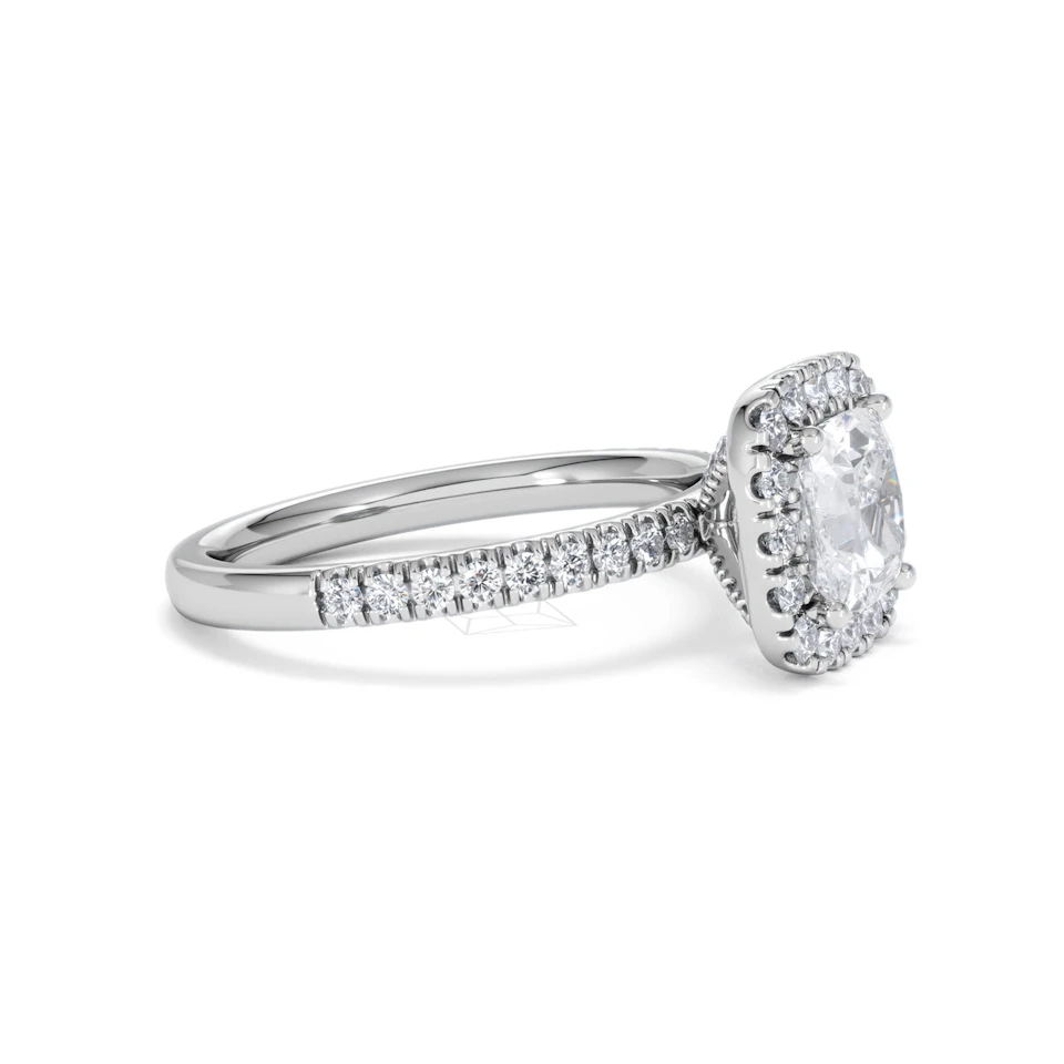 2.05ct Beatrice Lab Diamond Halo Engagement Ring 18K White Gold F/VS1