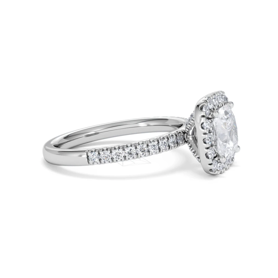 2.05ct Beatrice Lab Diamond Halo Engagement Ring in Platinum F/VS1