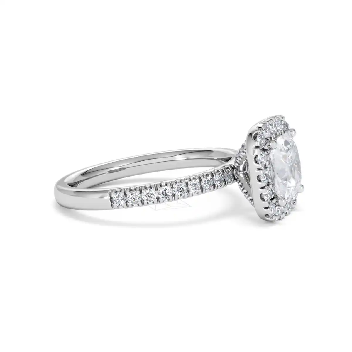 2.05ct Beatrice Lab Diamond Halo Engagement Ring 18K White Gold F/VS1