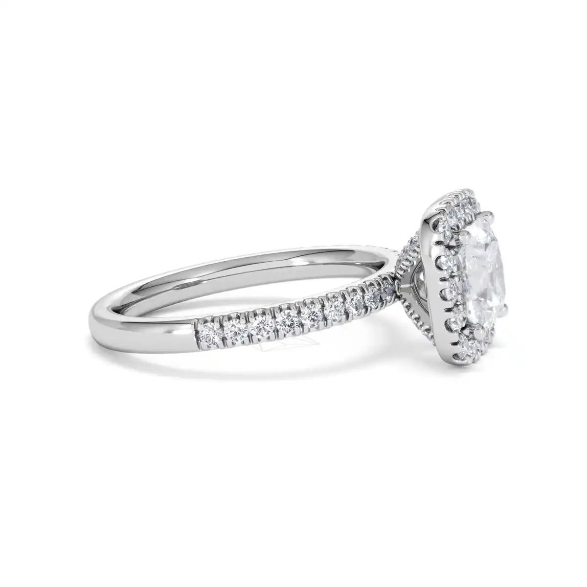 2.05ct Beatrice Lab Diamond Halo Engagement Ring 18K White Gold F/VS1