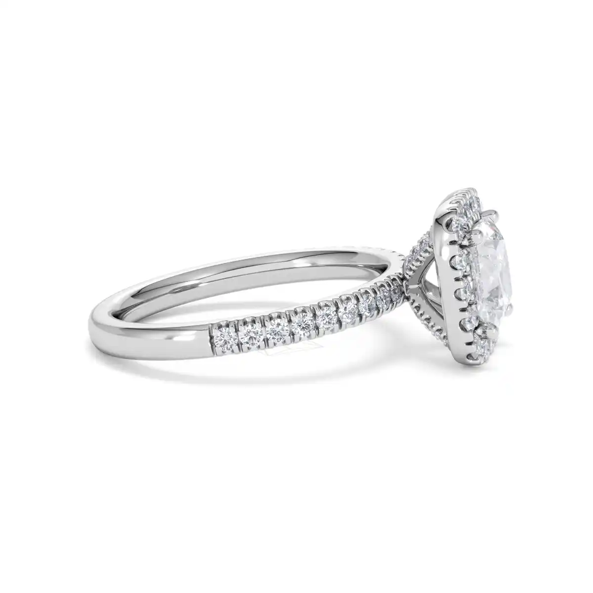 2.05ct Beatrice Lab Diamond Halo Engagement Ring 18K White Gold F/VS1
