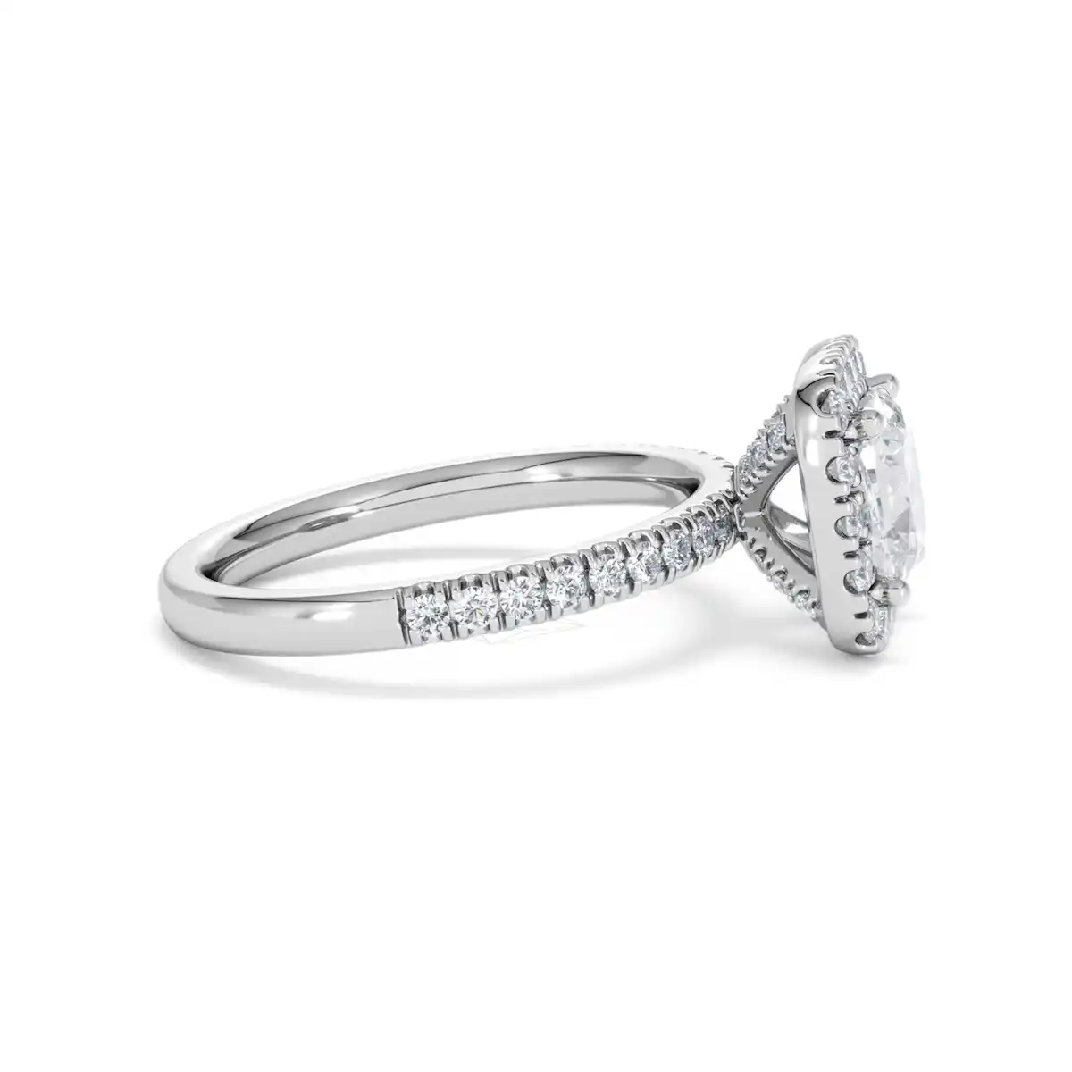 2.05ct Beatrice Lab Diamond Halo Engagement Ring 18K White Gold F/VS1