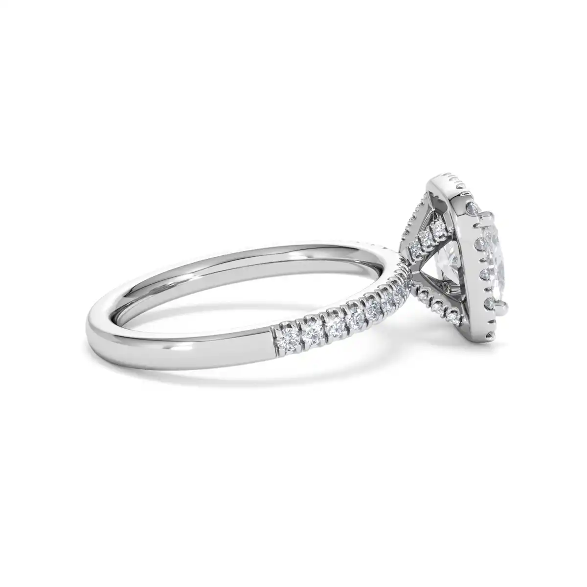 2.05ct Beatrice Lab Diamond Halo Engagement Ring 18K White Gold F/VS1