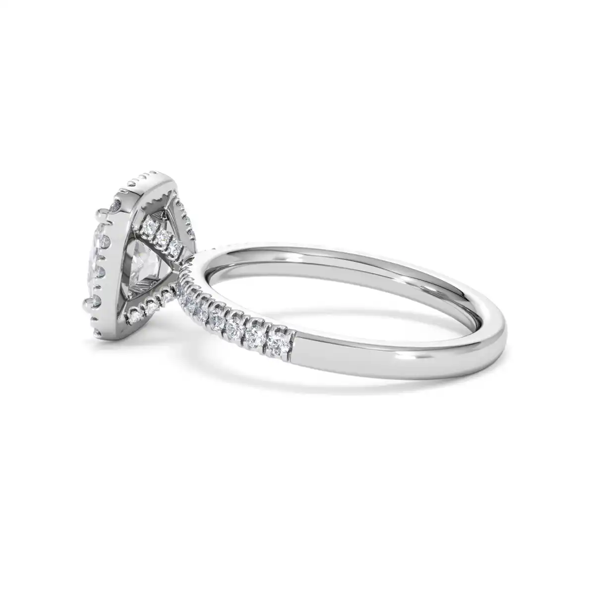 2.05ct Beatrice Lab Diamond Halo Engagement Ring 18K White Gold F/VS1