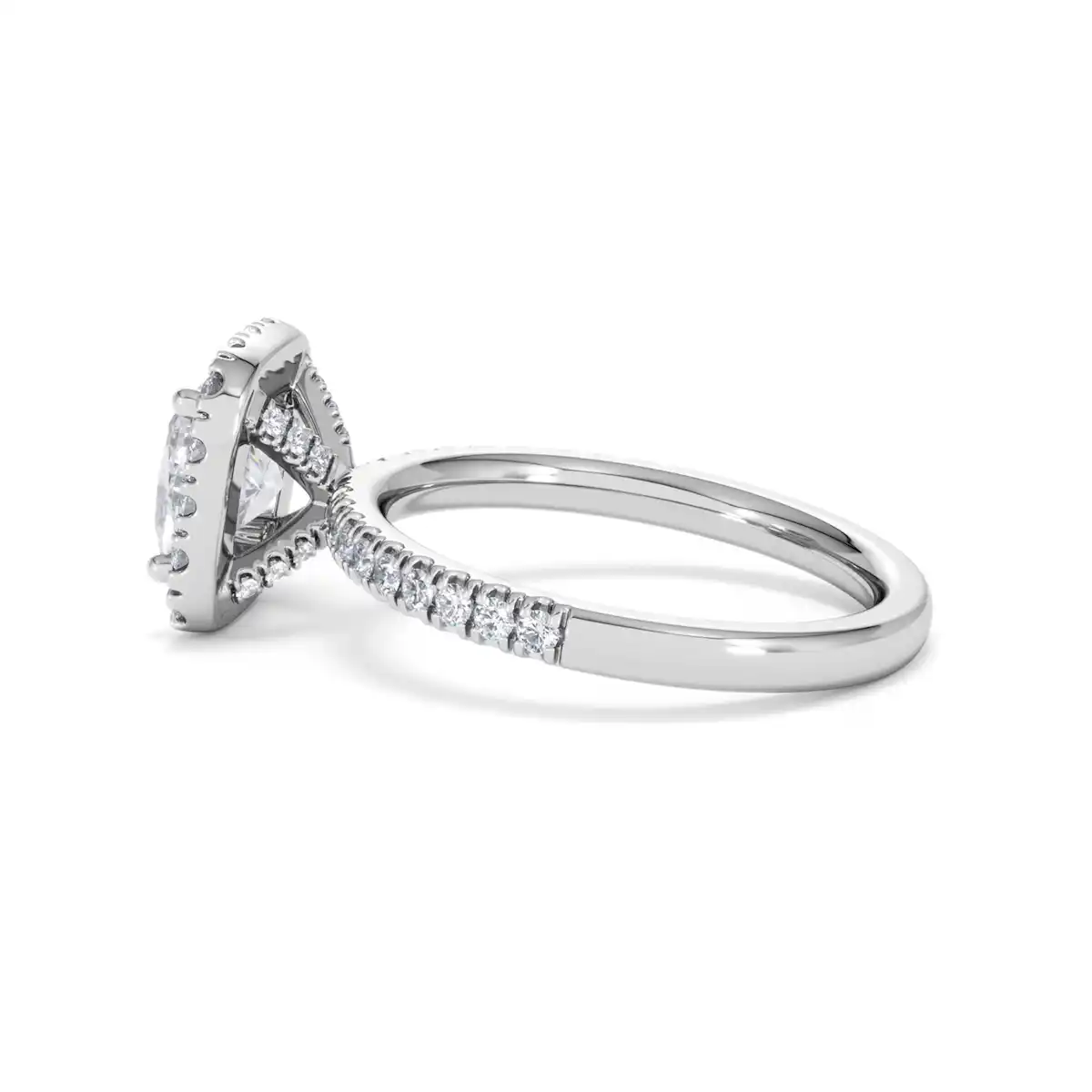 2.05ct Beatrice Lab Diamond Halo Engagement Ring 18K White Gold F/VS1