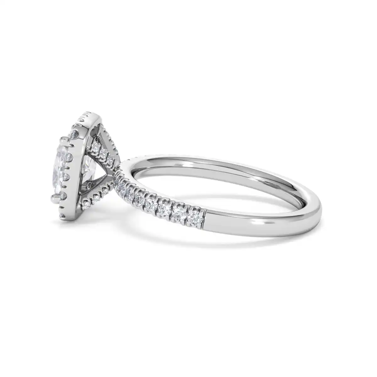 2.05ct Beatrice Lab Diamond Halo Engagement Ring 18K White Gold F/VS1
