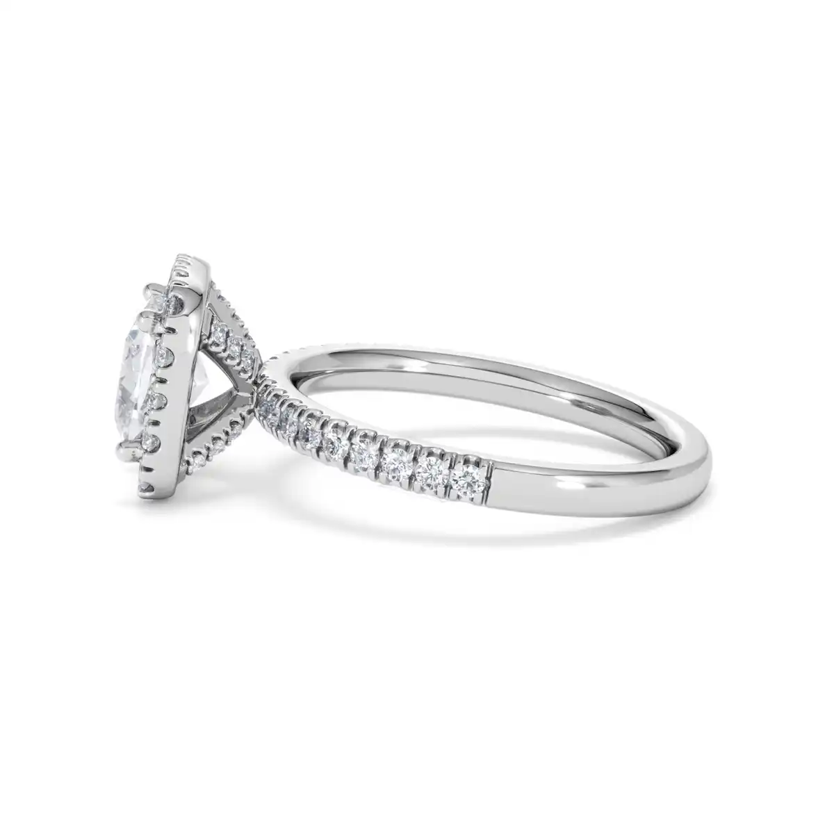 2.05ct Beatrice Lab Diamond Halo Engagement Ring 18K White Gold F/VS1
