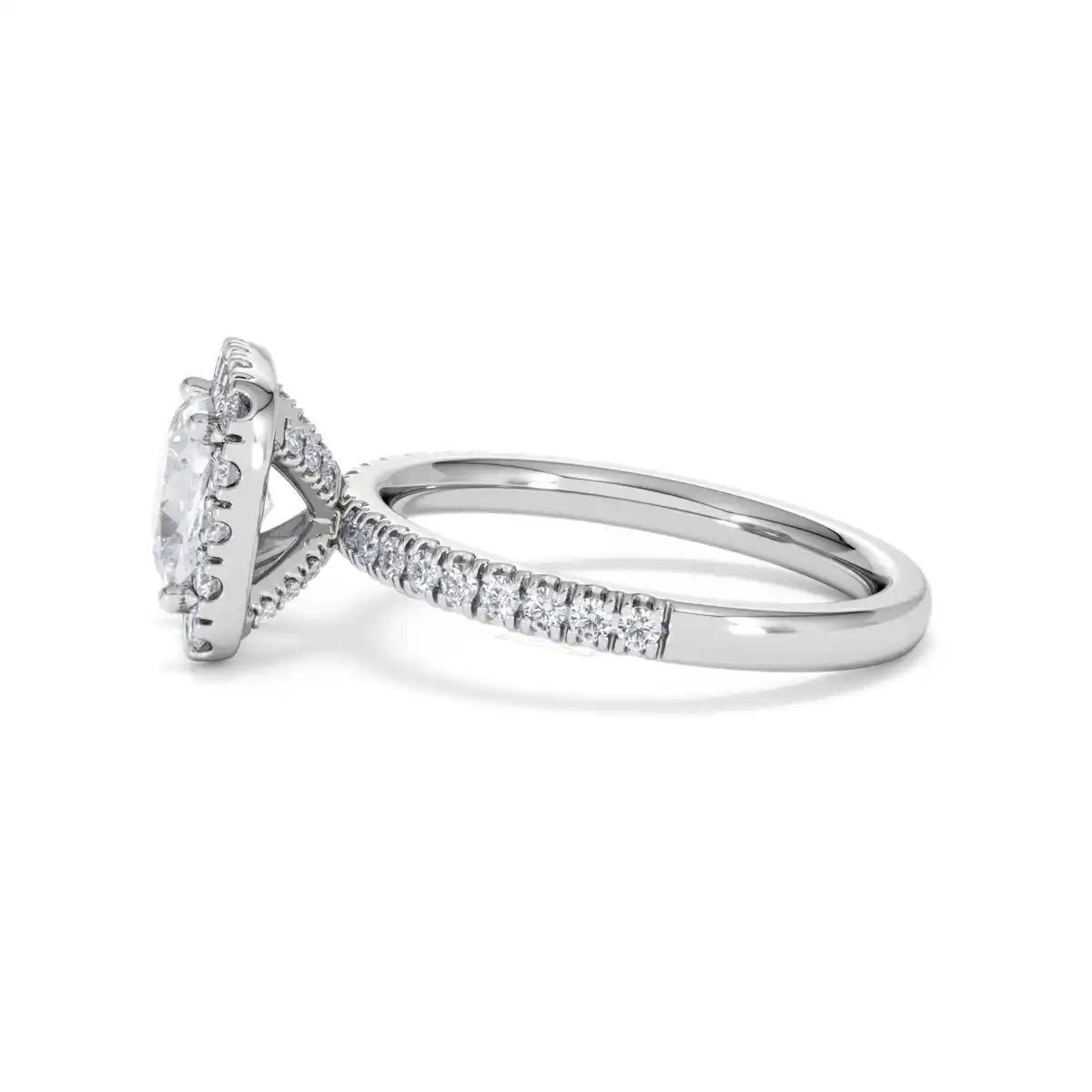 2.05ct Beatrice Lab Diamond Halo Engagement Ring 18K White Gold F/VS1