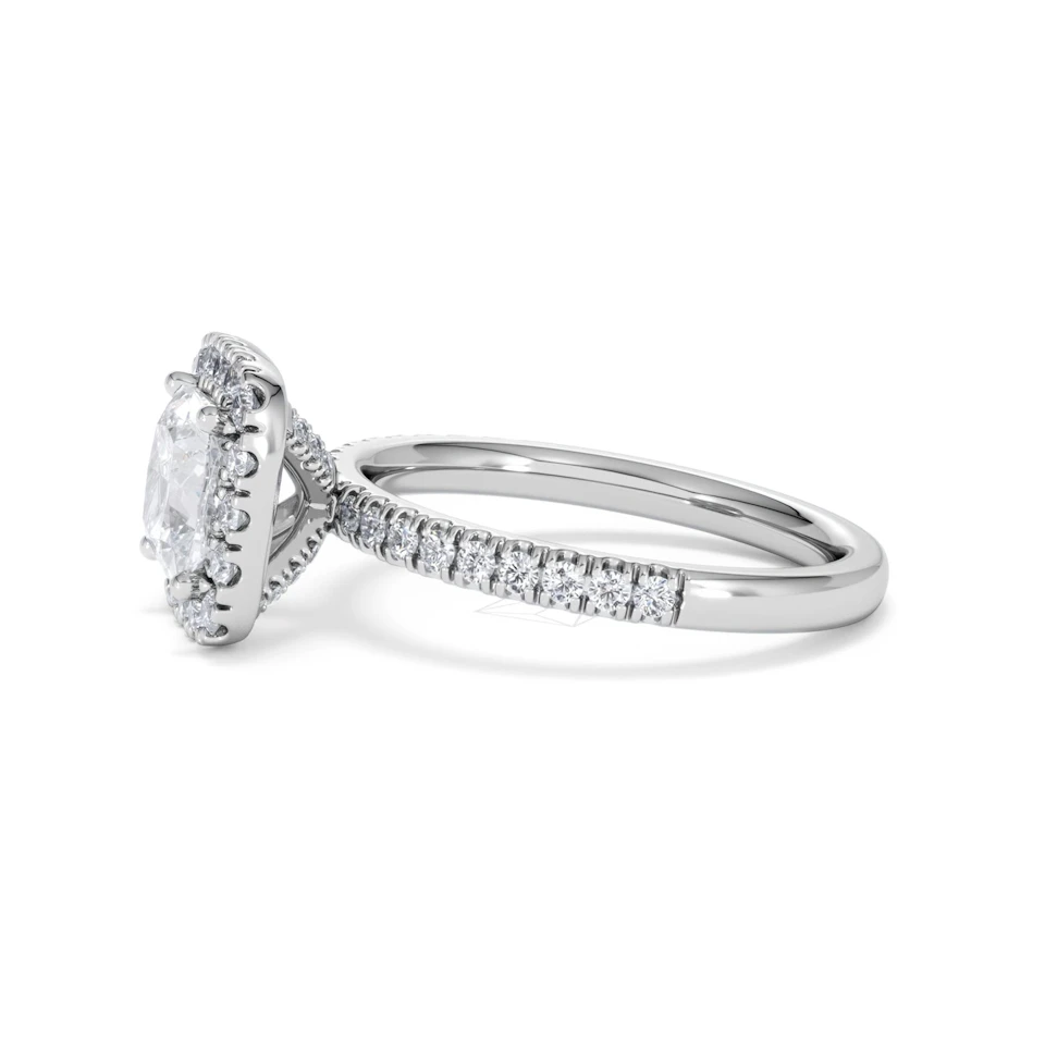 2.05ct Beatrice Lab Diamond Halo Engagement Ring 18K White Gold F/VS1