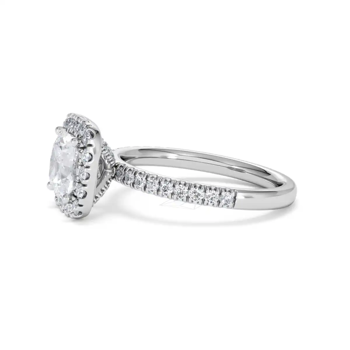2.05ct Beatrice Lab Diamond Halo Engagement Ring 18K White Gold F/VS1