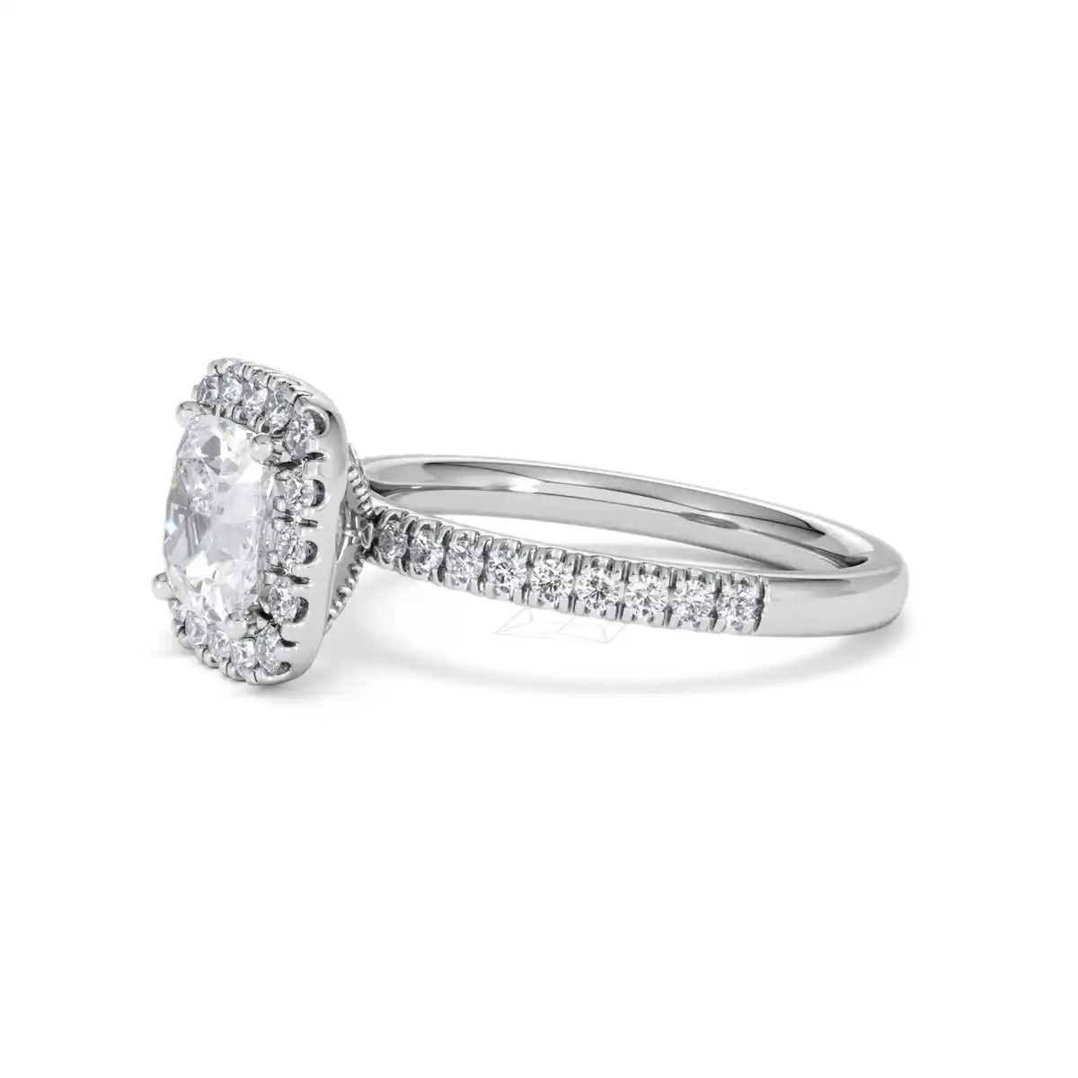 2.05ct Beatrice Lab Diamond Halo Engagement Ring 18K White Gold F/VS1