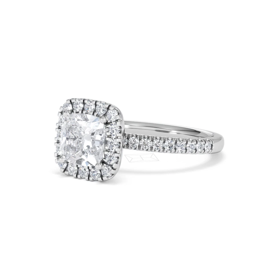2.05ct Beatrice Lab Diamond Halo Engagement Ring 18K White Gold F/VS1