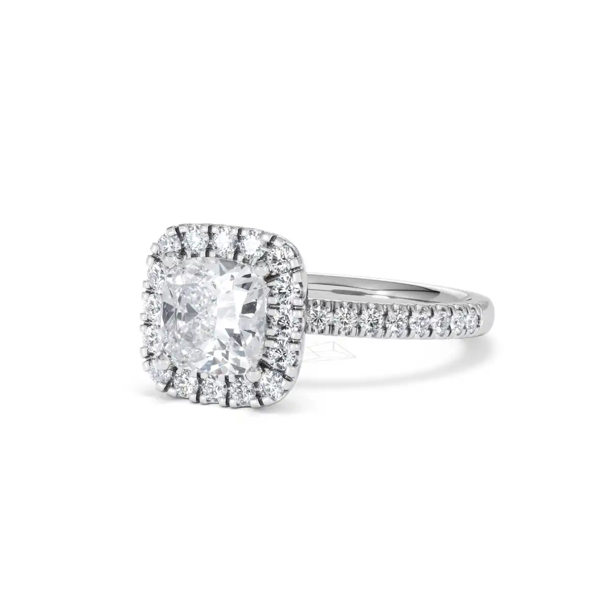2.05ct Beatrice Lab Diamond Halo Engagement Ring 18K White Gold F/VS1