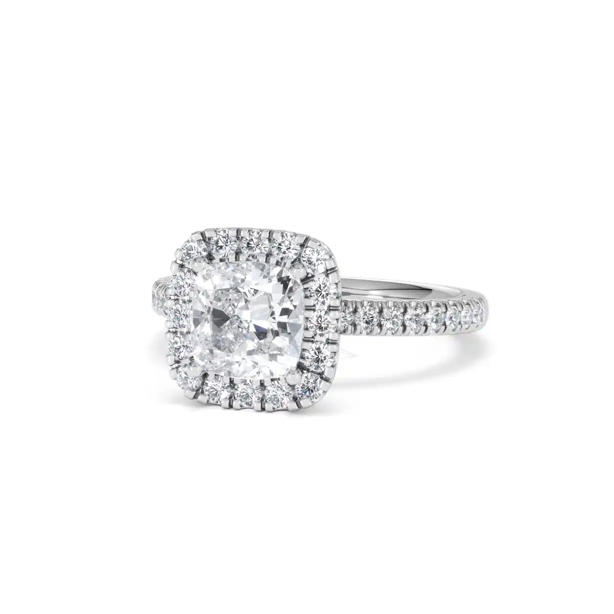 2.05ct Beatrice Lab Diamond Halo Engagement Ring 18K White Gold F/VS1