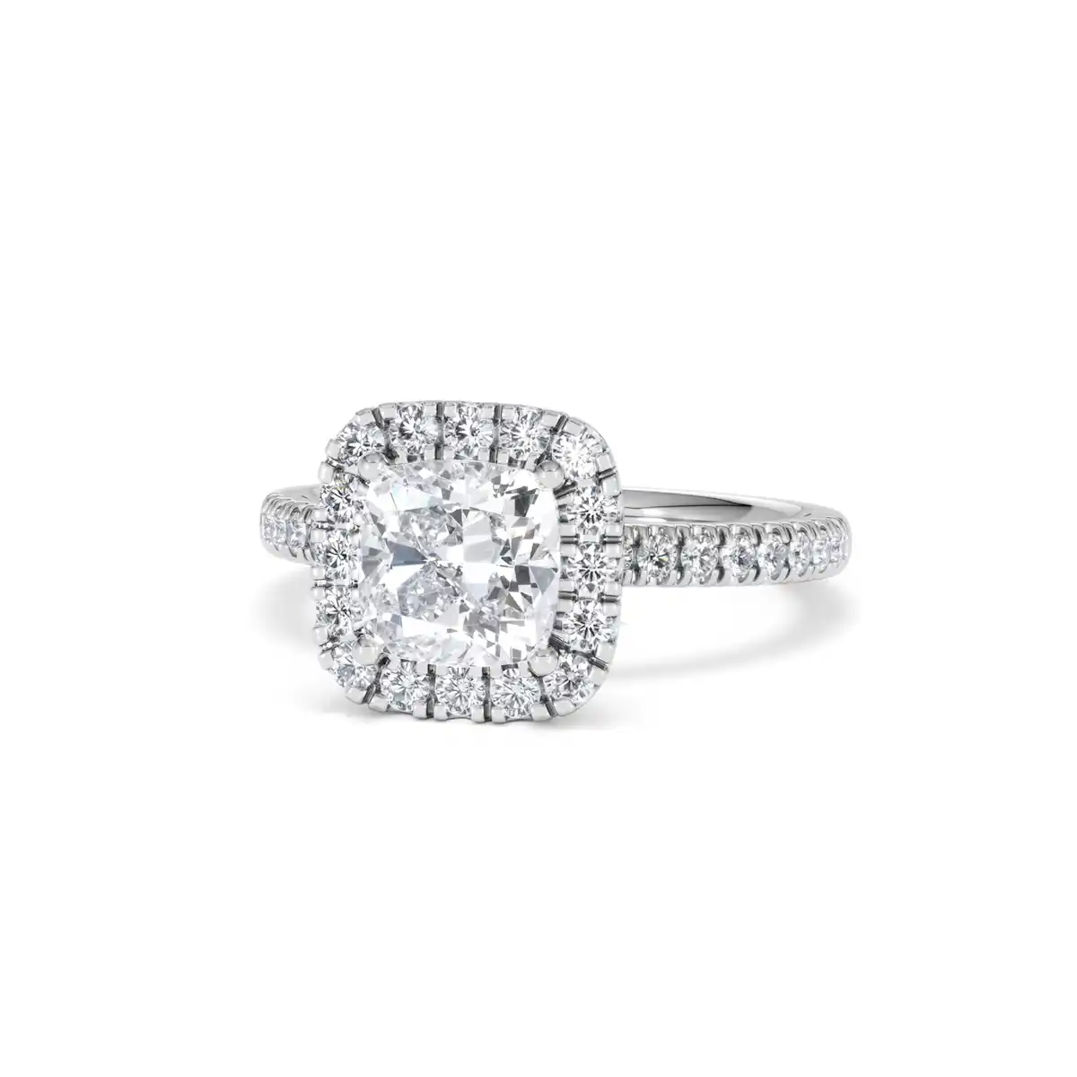 2.05ct Beatrice Lab Diamond Halo Engagement Ring 18K White Gold F/VS1