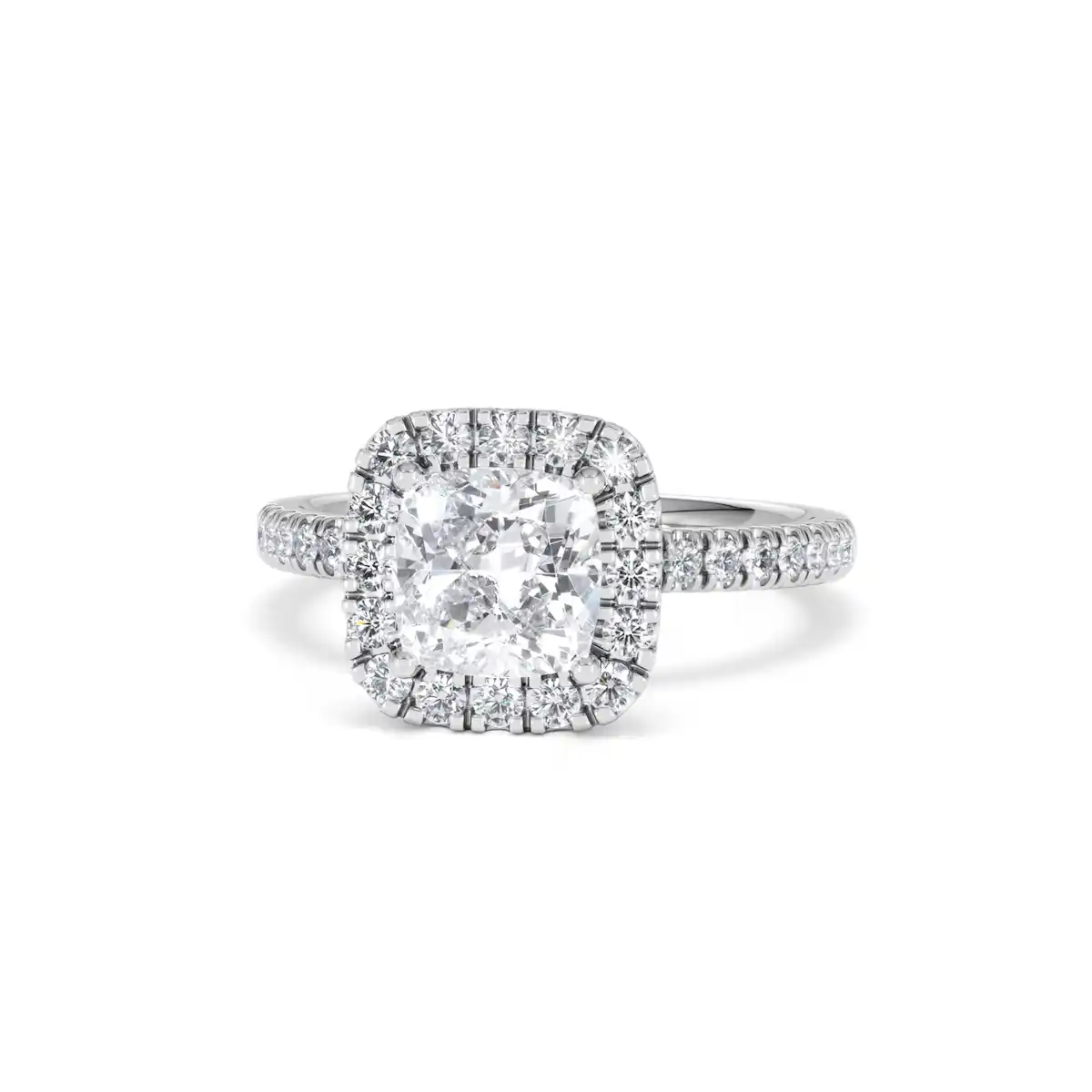 2.05ct Beatrice Lab Diamond Halo Engagement Ring 18K White Gold F/VS1