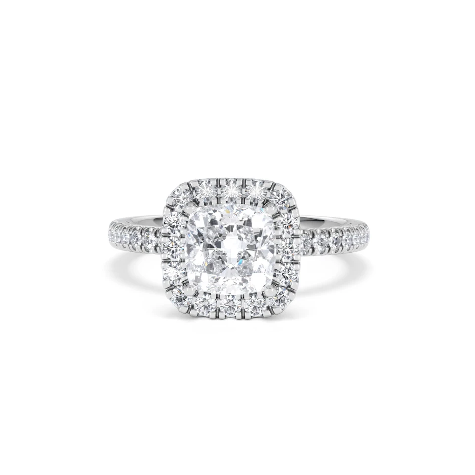 2.05ct Beatrice Lab Diamond Halo Engagement Ring 18K White Gold F/VS1