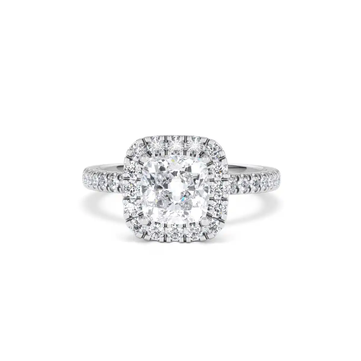 2.05ct Beatrice Lab Diamond Halo Engagement Ring 18K White Gold F/VS1