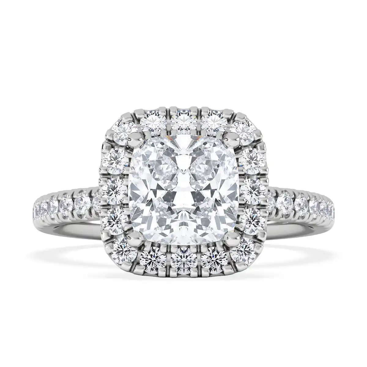 2.05ct Beatrice Lab Diamond Halo Engagement Ring 18K White Gold F/VS1