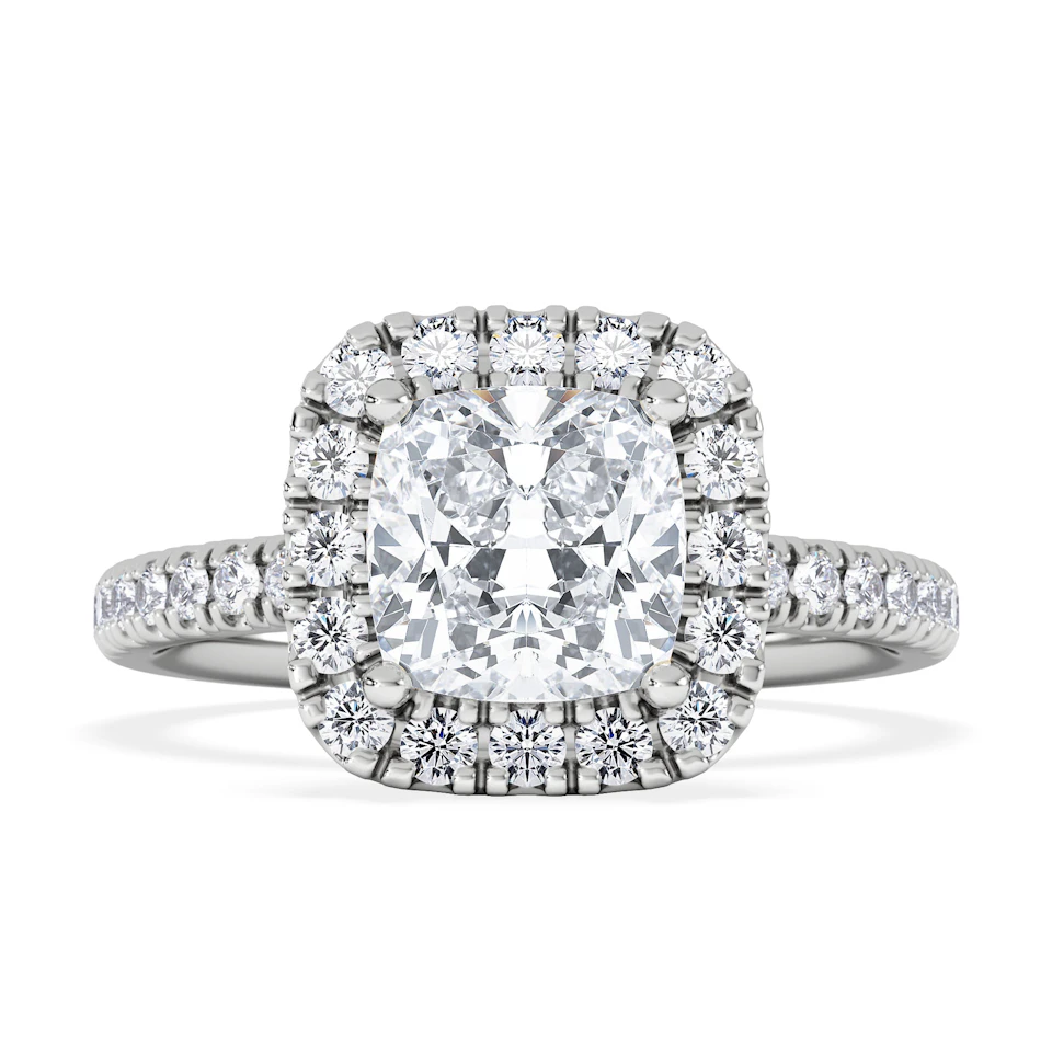 2.05ct Beatrice Lab Diamond Halo Engagement Ring in Platinum F/VS1