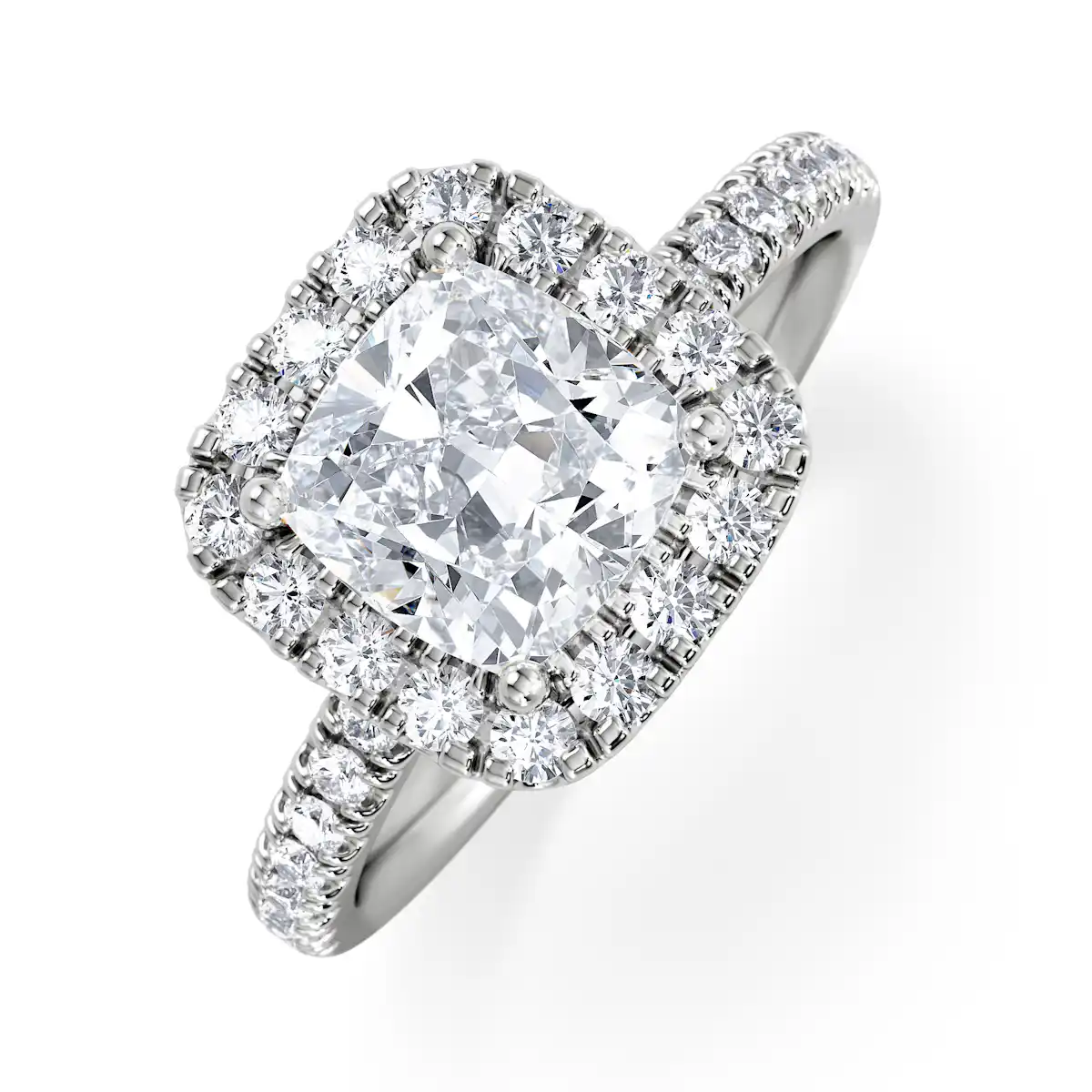 2.05ct Beatrice Lab Diamond Halo Engagement Ring 18K White Gold F/VS1