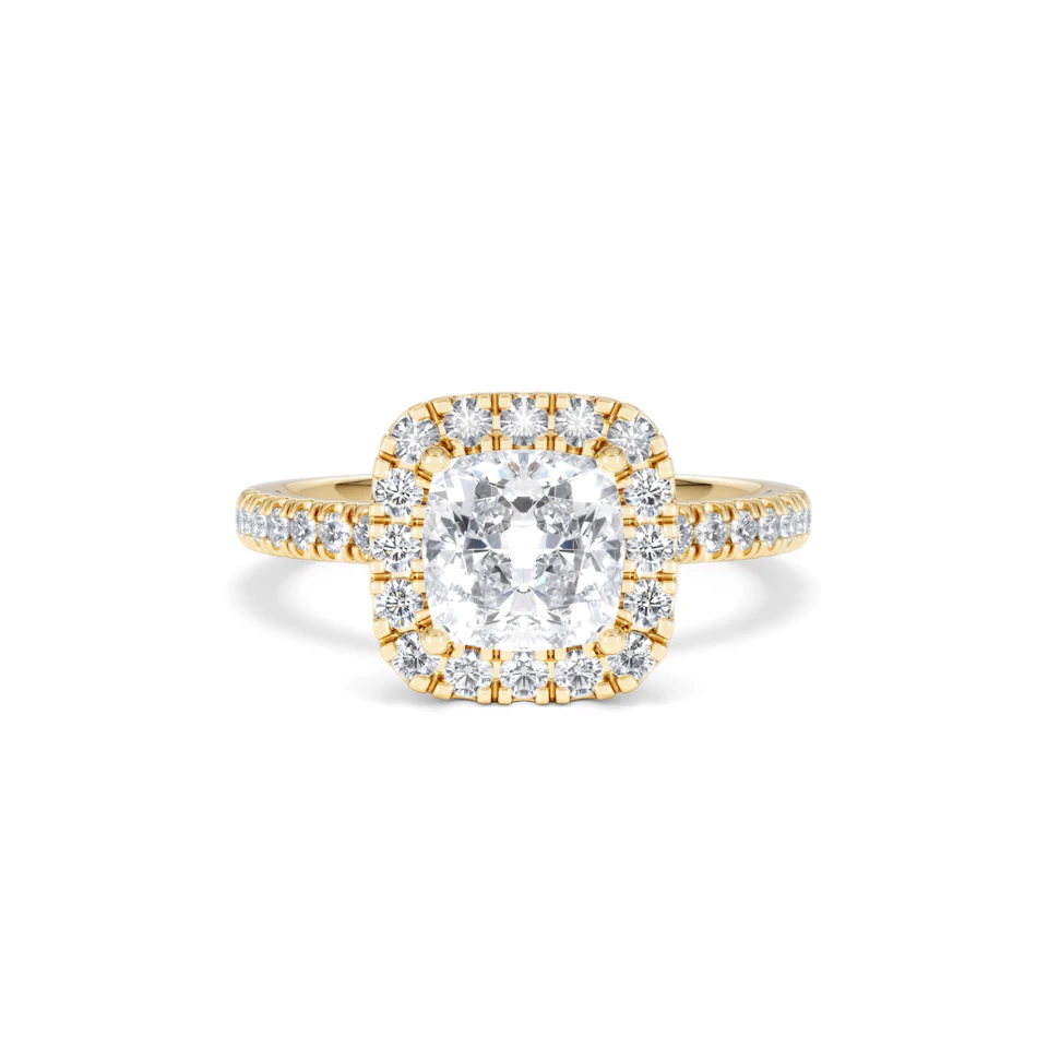 2.05ct Beatrice Lab Diamond Halo Engagement Ring in 18K Gold F/VS1