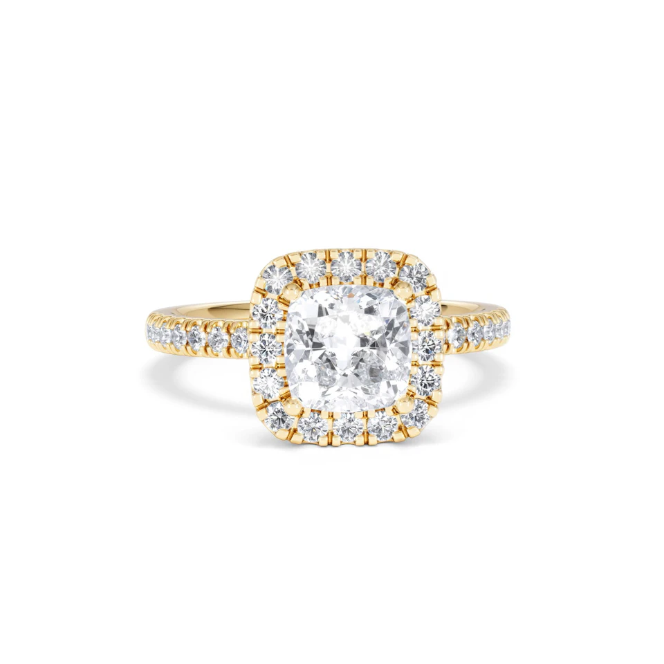 2.05ct Beatrice Lab Diamond Halo Engagement Ring in 18K Gold F/VS1