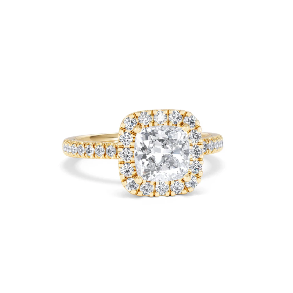2.05ct Beatrice Lab Diamond Halo Engagement Ring in 18K Gold F/VS1