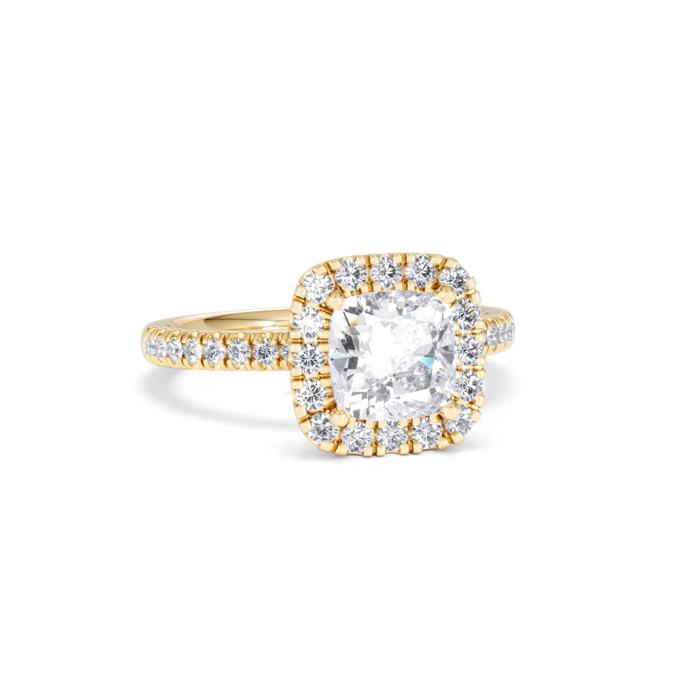 2.05ct Beatrice Lab Diamond Halo Engagement Ring in 18K Gold F/VS1