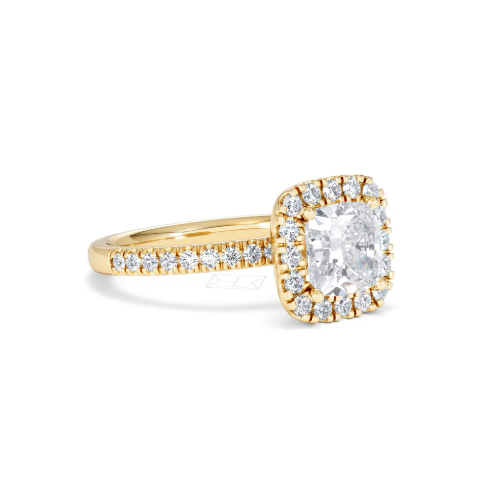 2.05ct Beatrice Lab Diamond Halo Engagement Ring in 18K Gold F/VS1