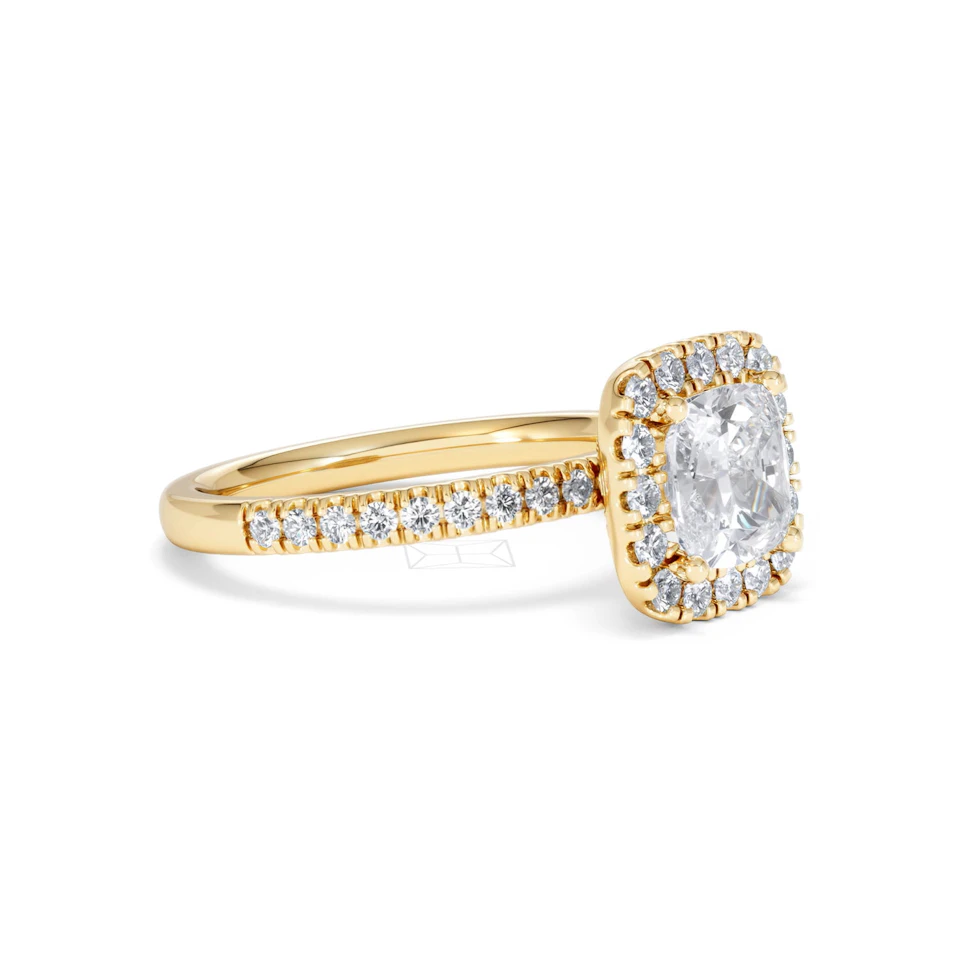 2.05ct Beatrice Lab Diamond Halo Engagement Ring in 18K Gold F/VS1