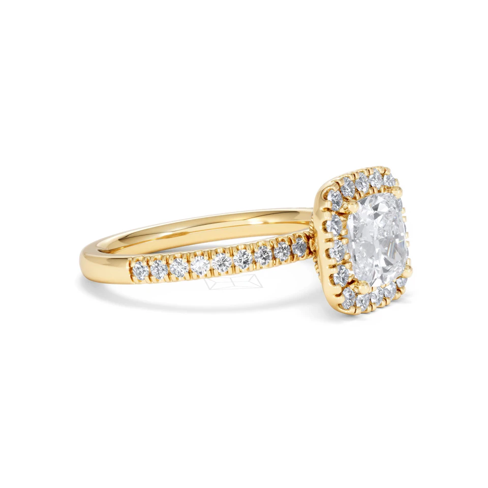 2.05ct Beatrice Lab Diamond Halo Engagement Ring in 18K Gold F/VS1