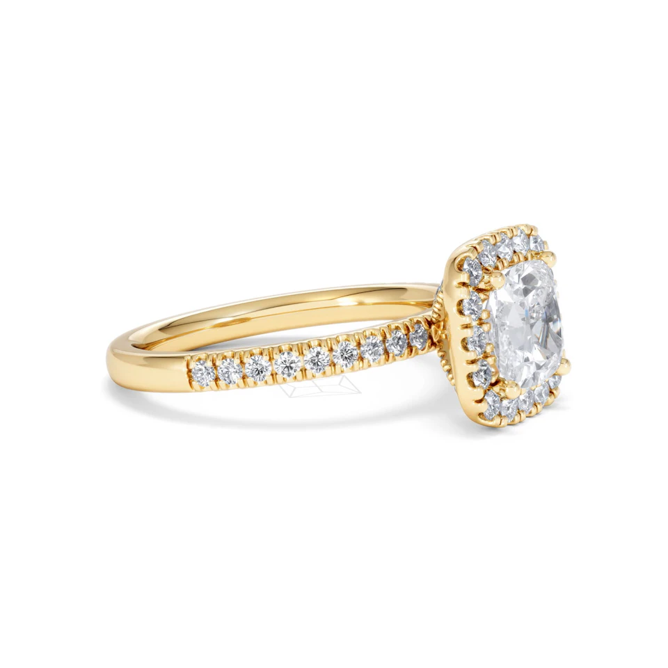2.05ct Beatrice Lab Diamond Halo Engagement Ring in 18K Gold F/VS1