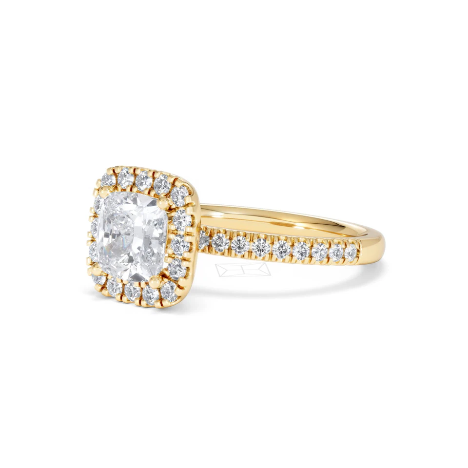 2.05ct Beatrice Lab Diamond Halo Engagement Ring in 18K Gold F/VS1