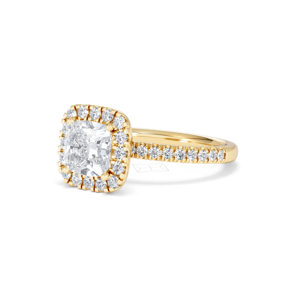 2.05ct Beatrice Lab Diamond Halo Engagement Ring in 18K Gold F/VS1