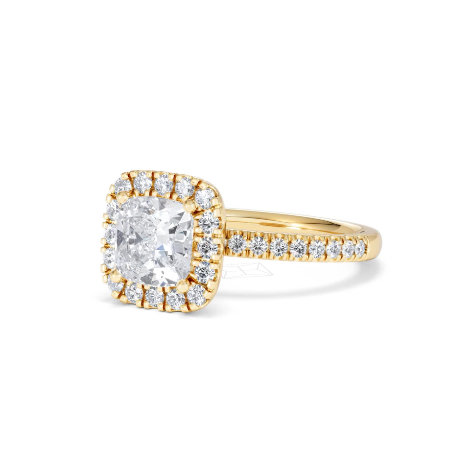 2.05ct Beatrice Lab Diamond Halo Engagement Ring in 18K Gold F/VS1