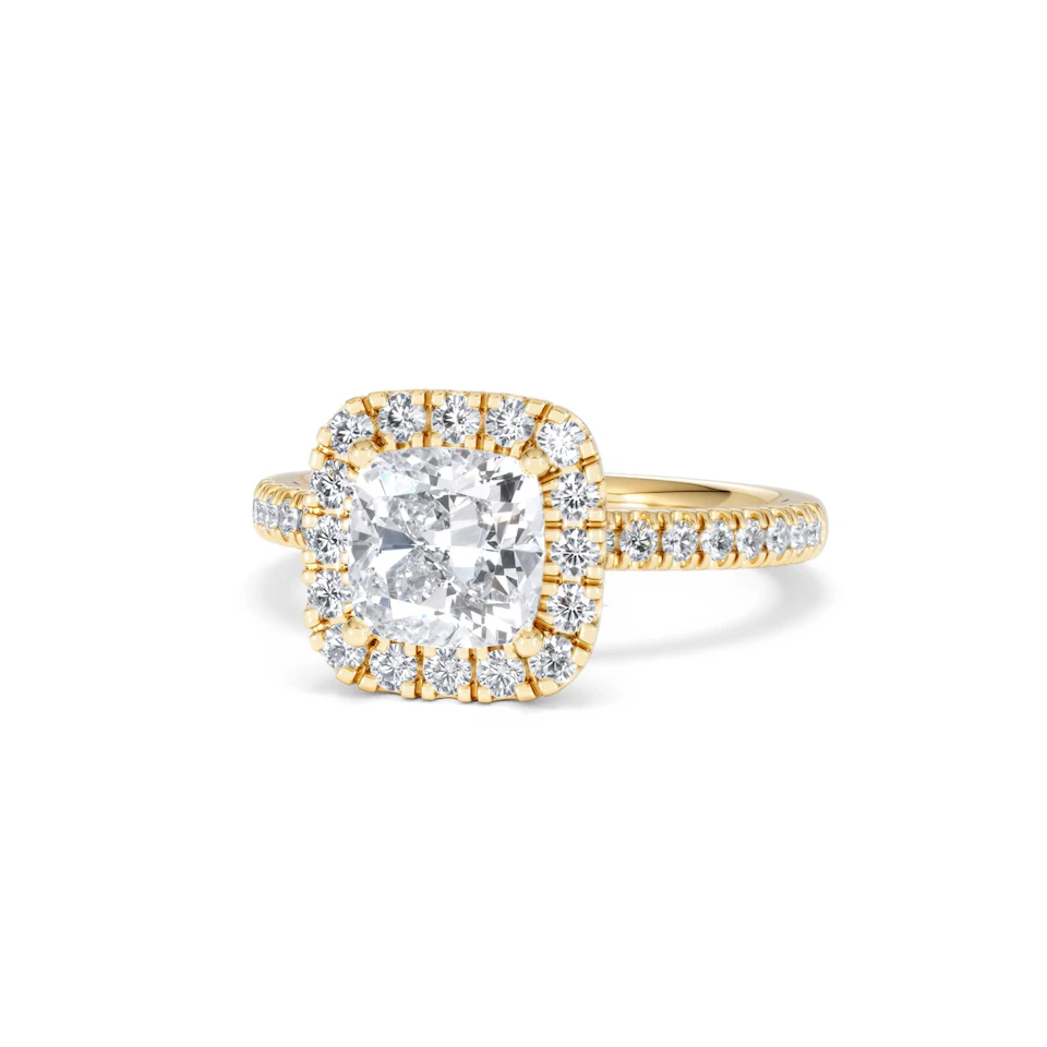 2.05ct Beatrice Lab Diamond Halo Engagement Ring in 18K Gold F/VS1