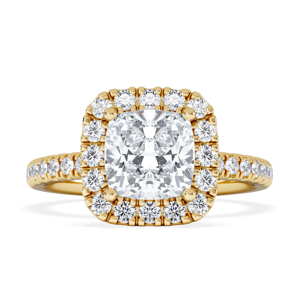 2.05ct Beatrice Lab Diamond Halo Engagement Ring in 18K Gold F/VS1