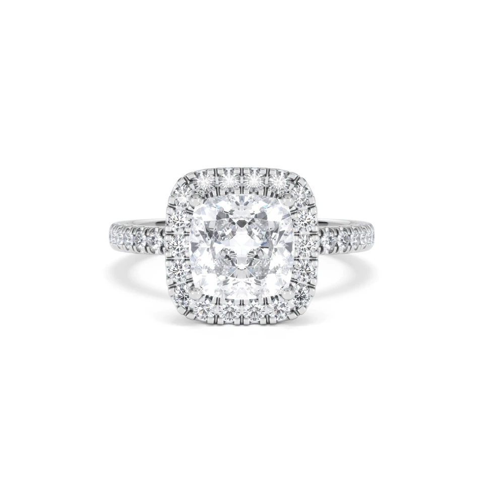 2.60ct Beatrice Lab Diamond Halo Engagement Ring 18K White Gold F/VS1
