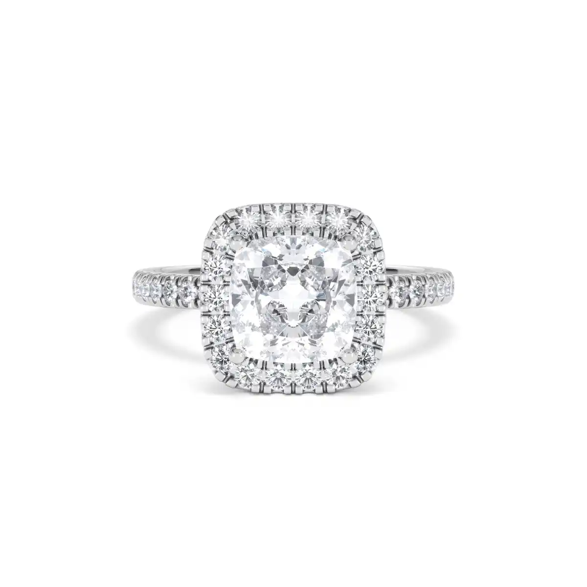 2.60ct Beatrice Lab Diamond Halo Engagement Ring 18K White Gold F/VS1