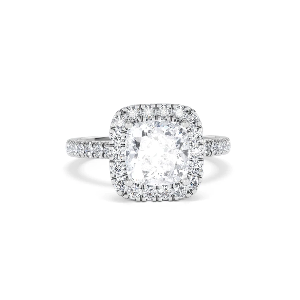 2.60ct Beatrice Lab Diamond Halo Engagement Ring 18K White Gold F/VS1